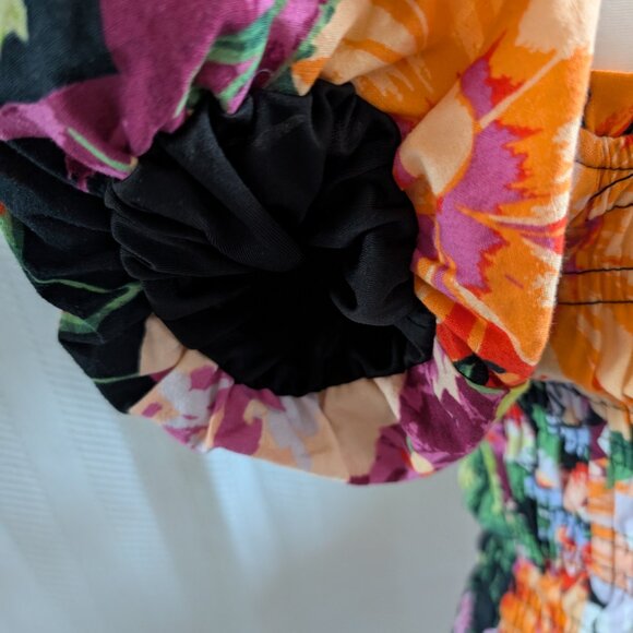 H&M Floral Smocked Off the Shoulder Dress Size small Tropical Vacation Resort - Picture 6 of 14
